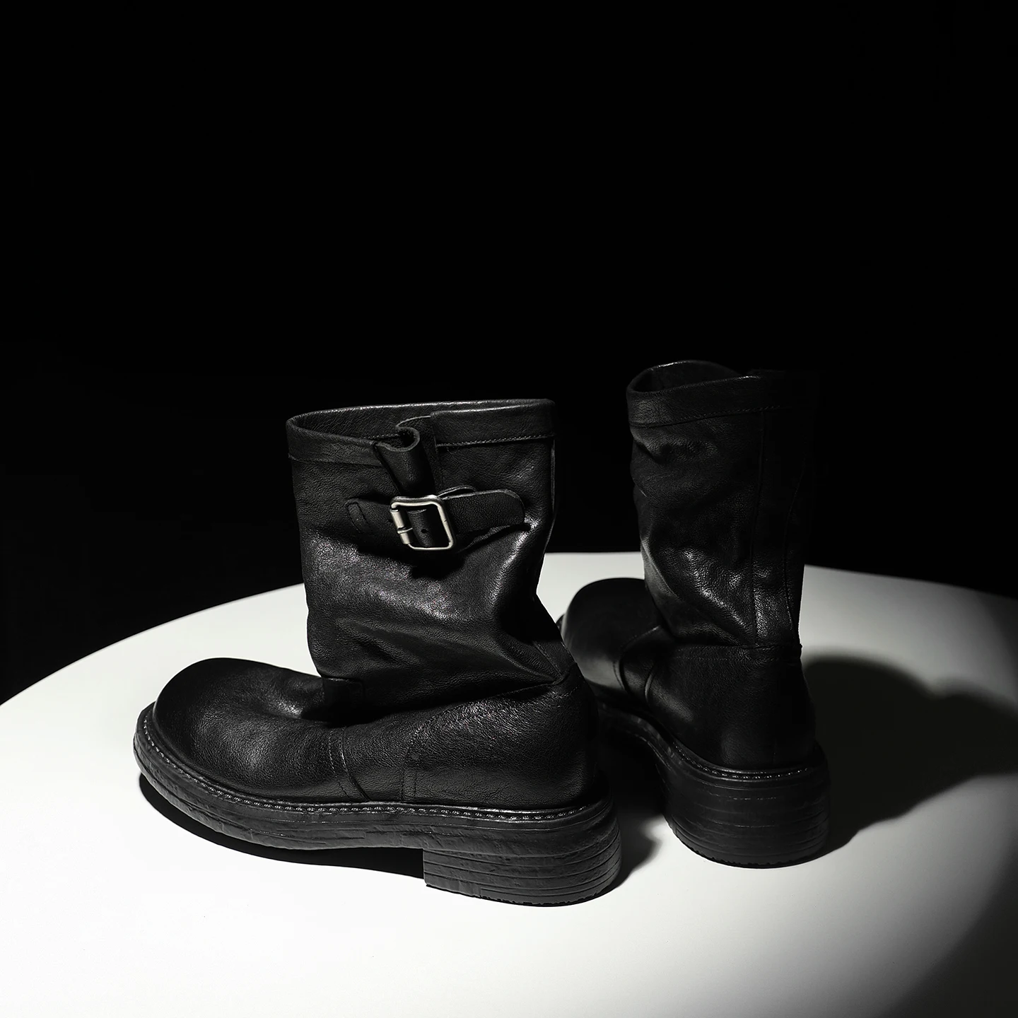 2026 Plus Size 34-42 Cow Leather Boots Round Toe Med Heel Modern Boots Slip on Shoes Concise Female Ankle Boots Korean Style