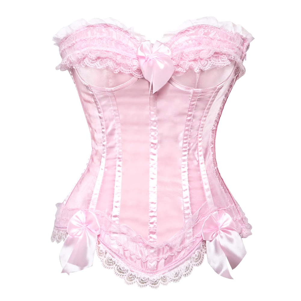 Sexy Corset Lace Overbust Lingerie For Women Gothic Satin Body Shaper Bridal Corselet Bustier Top Vintage Costumes Plus Size