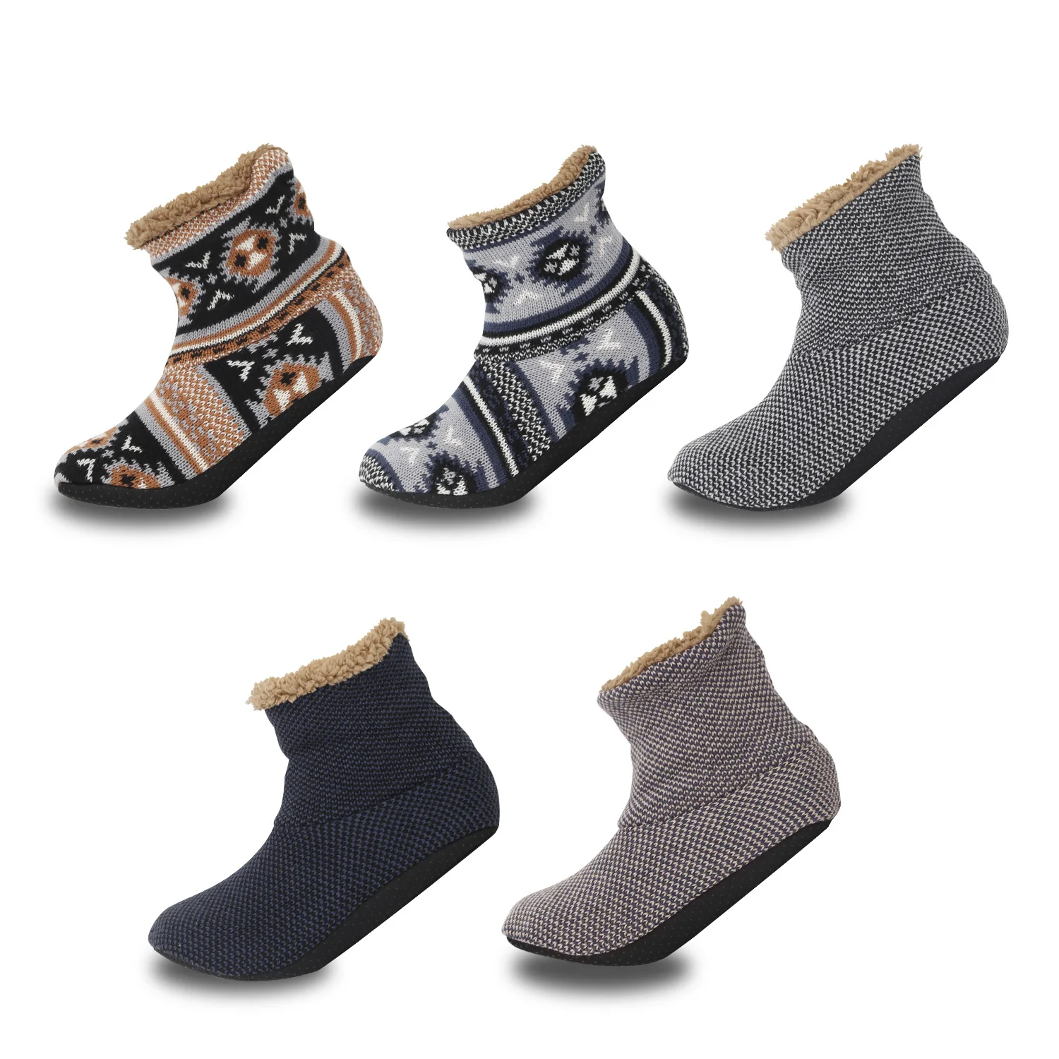 Winter men's warm socks with adhesive anti slip socks, indoor foot warmers, middle tube with plush and thickened floor socks