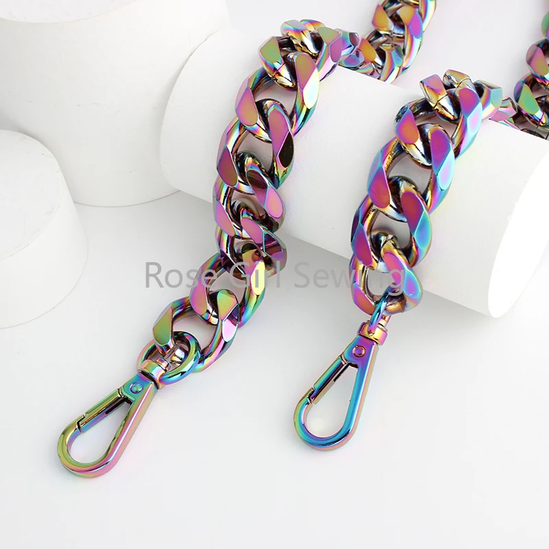 1/3/10PCS 30/45/60/100/120CM 23MM Rainbow Thick Aluminum Chains With Snap Hook For Bags Handbag Shoulder Strap Purse Accessories