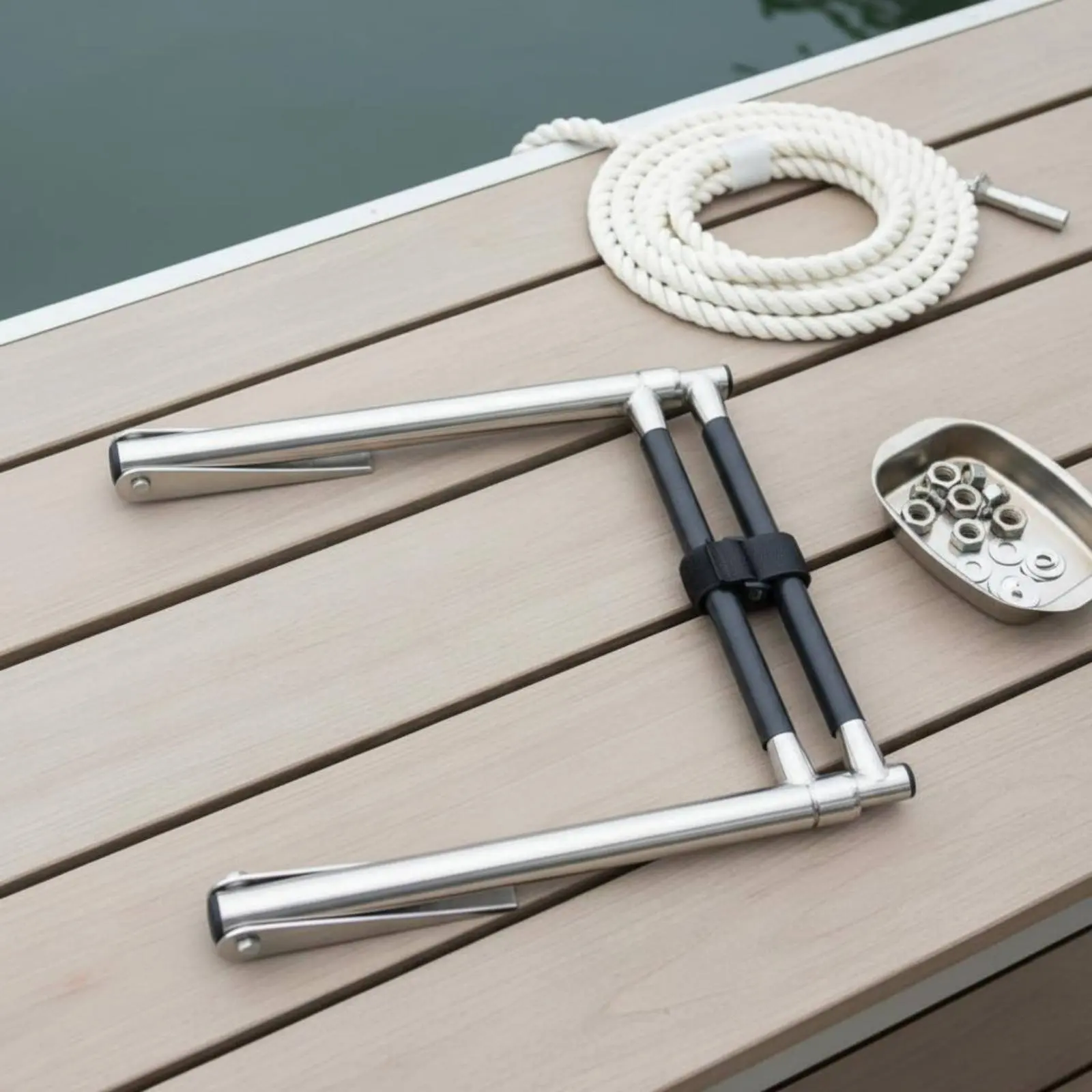 2-Step Boat Ladder Corrosion Resistant Stainless Steel Boat Ladder Watercraft Accessory Easy to Install Compact for Yacht, Deck - view 3