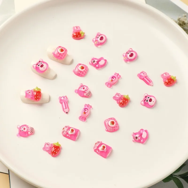 20pcs Disney Lotso Nail Jewelry Cute Cartoon Ice traslucido Stereo Pencil Candy Ice Cream Camera resina Charms accessori regali