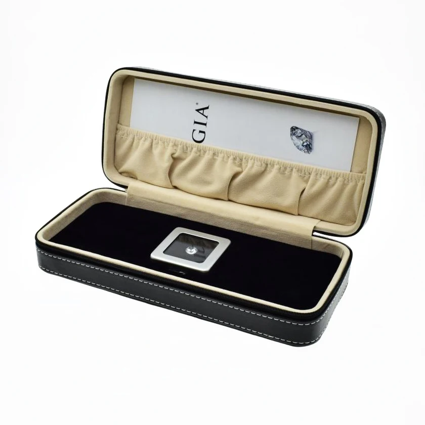 

Clara Diamond Ring Gift Box Large Diamond GIA Certifie Naked Stone Zipper Leather Bag Red Ruby Jewelry Storage Organizer
