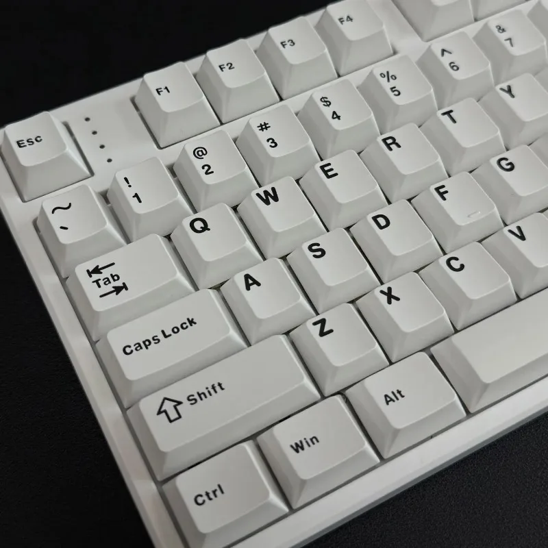 

White tone opaque PBT keycaps original height minimalist monochrome design fits multiple keyboard layouts
