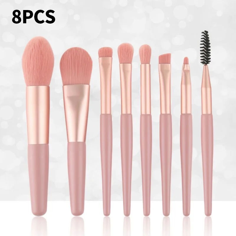 Conjunto de pincéis de maquiagem portátil, 8 peças, macio, corretivo, blush, pó solto, sombra, base, ferramentas de beleza