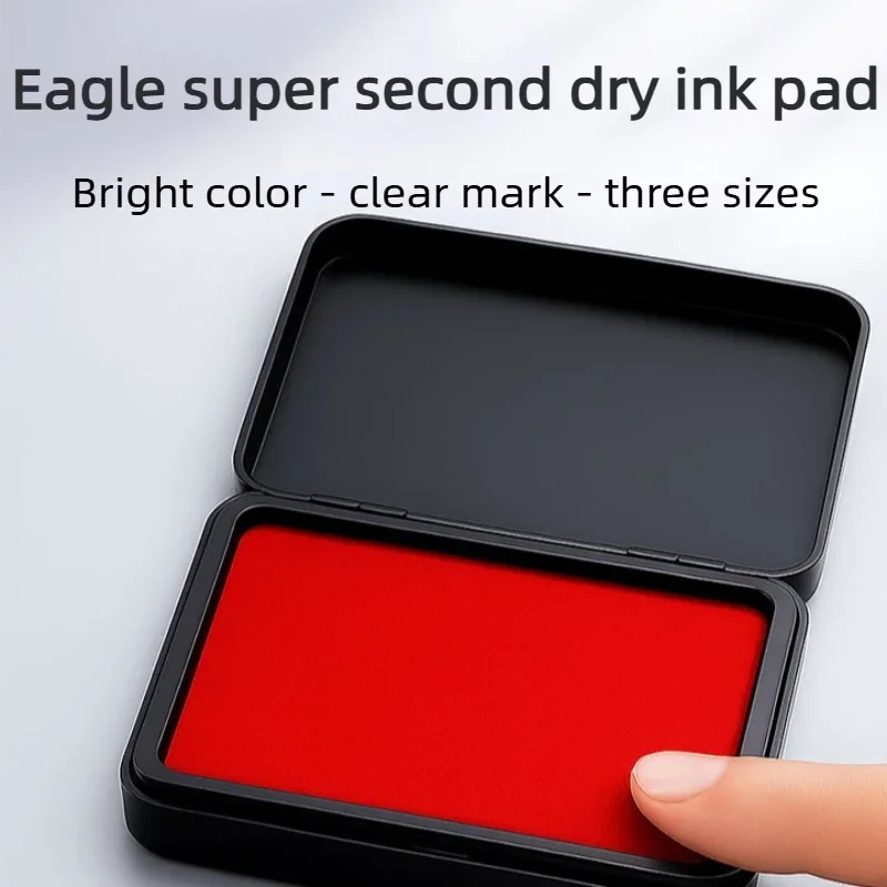 Large Red Oil Based Instant Dry Ink Pad, Fast Drying Refill Stamp Ink Box for Financial Accounting Office Supplies view 2