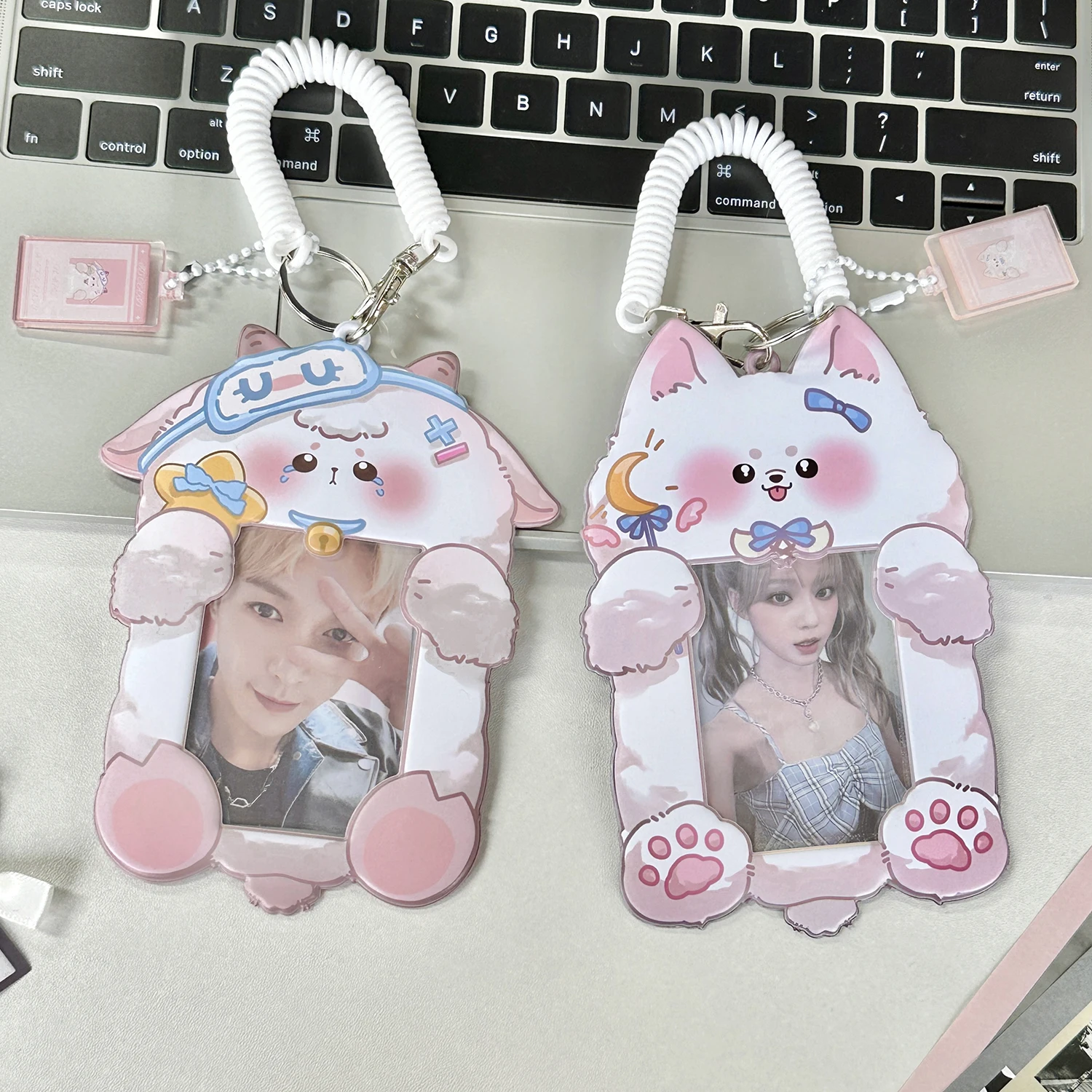 Kawaii Animal Collection 3 inch Kpop Photocard Holder Cute Tiger cat rabbit Photo Card Holder Bag Pendant School Stationery