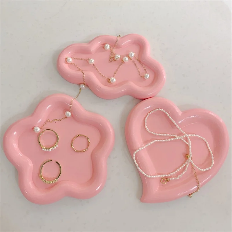 Creative Resin Trays Home Decor Jewelry Dish Heart Cloud Shape Storage Plate Organizer Watch Keys Holder Earrings Necklace Bowls