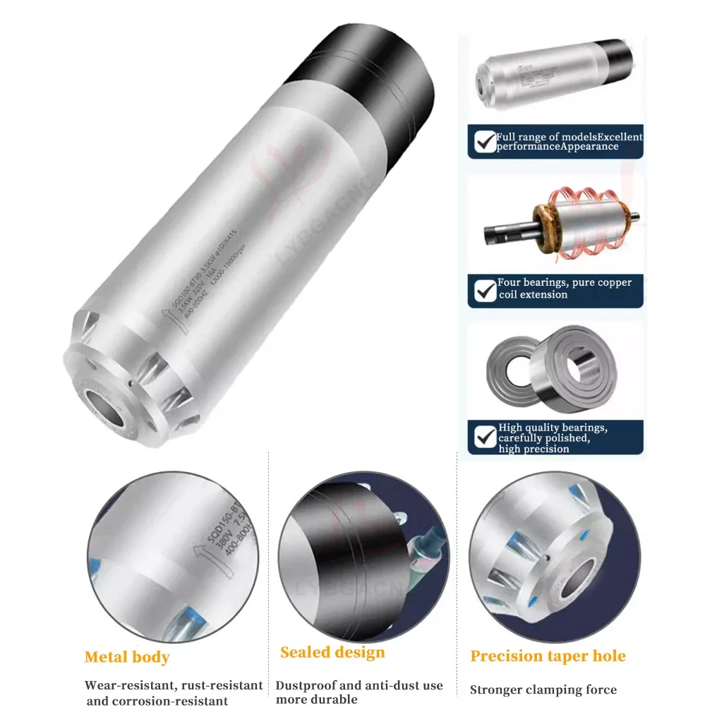 Water-cooled Spindle Motor Round Shape 3.5/5.5/7.5KW Engraving Machine Ball Bearings BT30/BT40 Shanks ER20 ER25 ER32 220V Tools