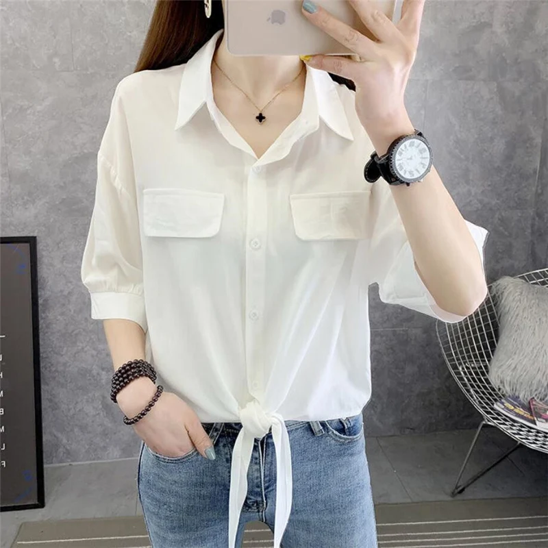 FANIECES S-4XL blusas mujer Spring Autumn Women Thin Shirts camisas chemises Loose Oversized Blouses Female Korean Pockets Tops