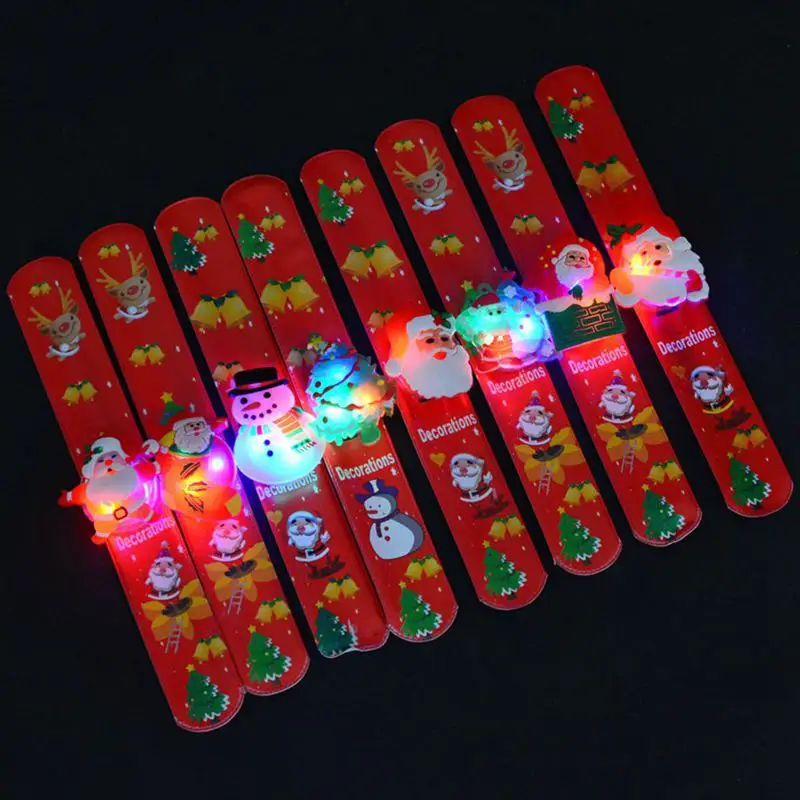 5/10/20PCS Christmas Glowing Bracelet Slap Ring Kids Toy Children Gifts New year 2025 Christmas Party Decor Xmas Gift Bag Filler