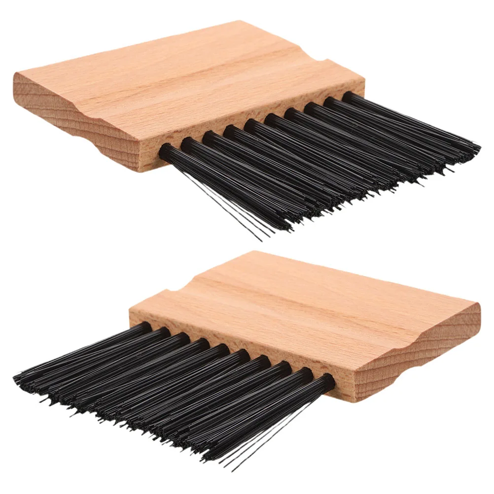 

2 Pcs Pool Table Baseball Cleaning Brush Fiber Wool Home Plate with Wood Handle