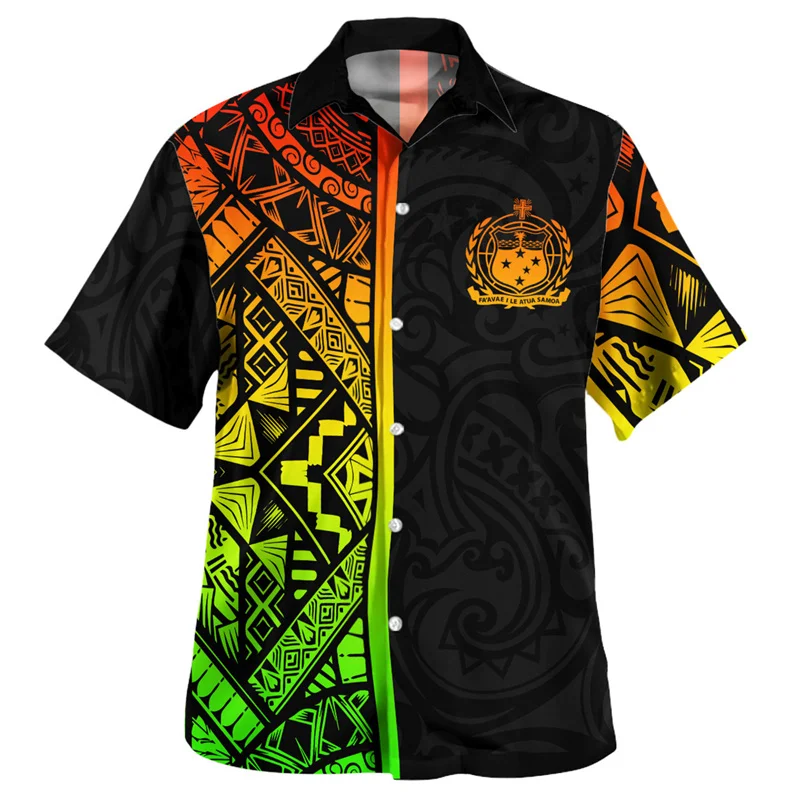

Summer Harajuku 3D Printing American Samoa Tribal Coat Of Arm Shirts Men Fashion Streetwear Short Shirts Cool SAMOA Top Clothing