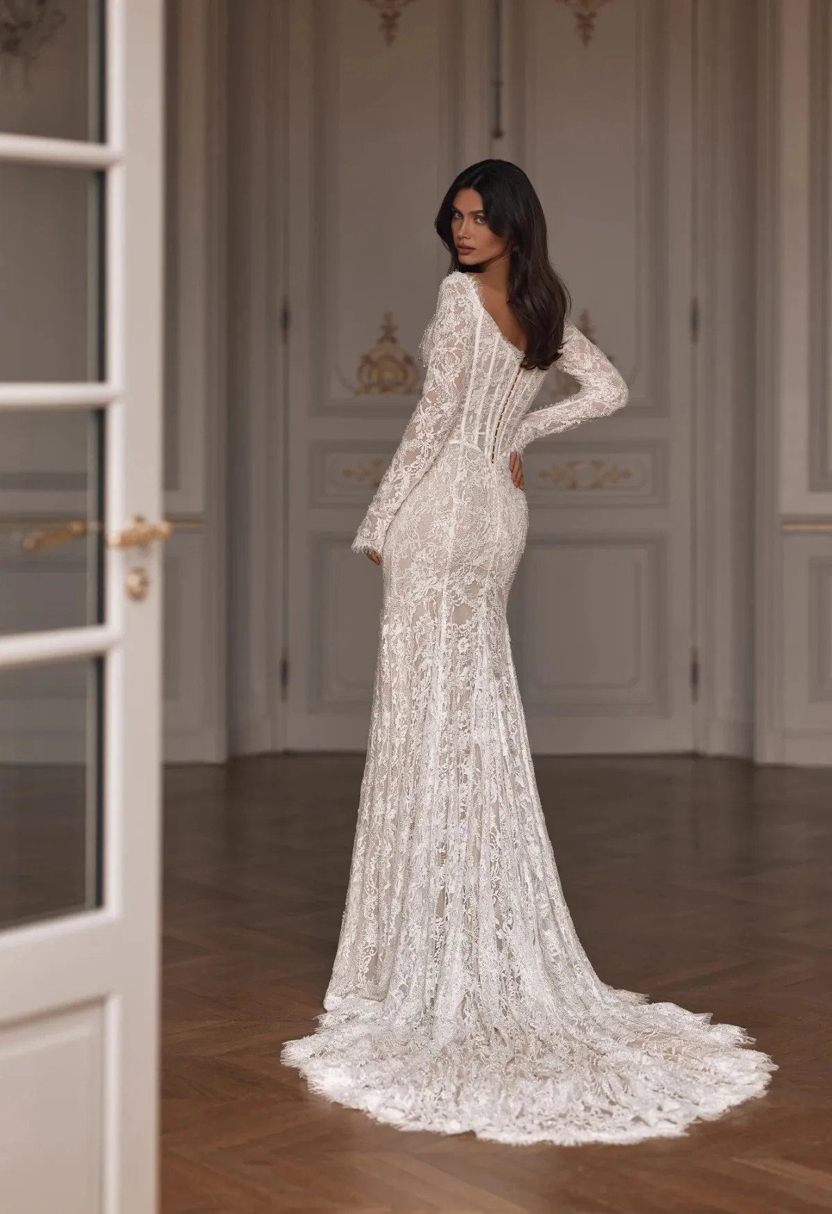 Customized Beaded Lace Wedding Dress Glamorous Off Shoulder Bridal Gown Opulent Mermaid Long Dresses For Bride