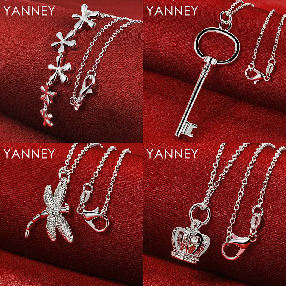 925 Sterling Silver 16-30 Luxury Crown Dragonfly Necklace Women Elegant Gift Wedding Accessories Party