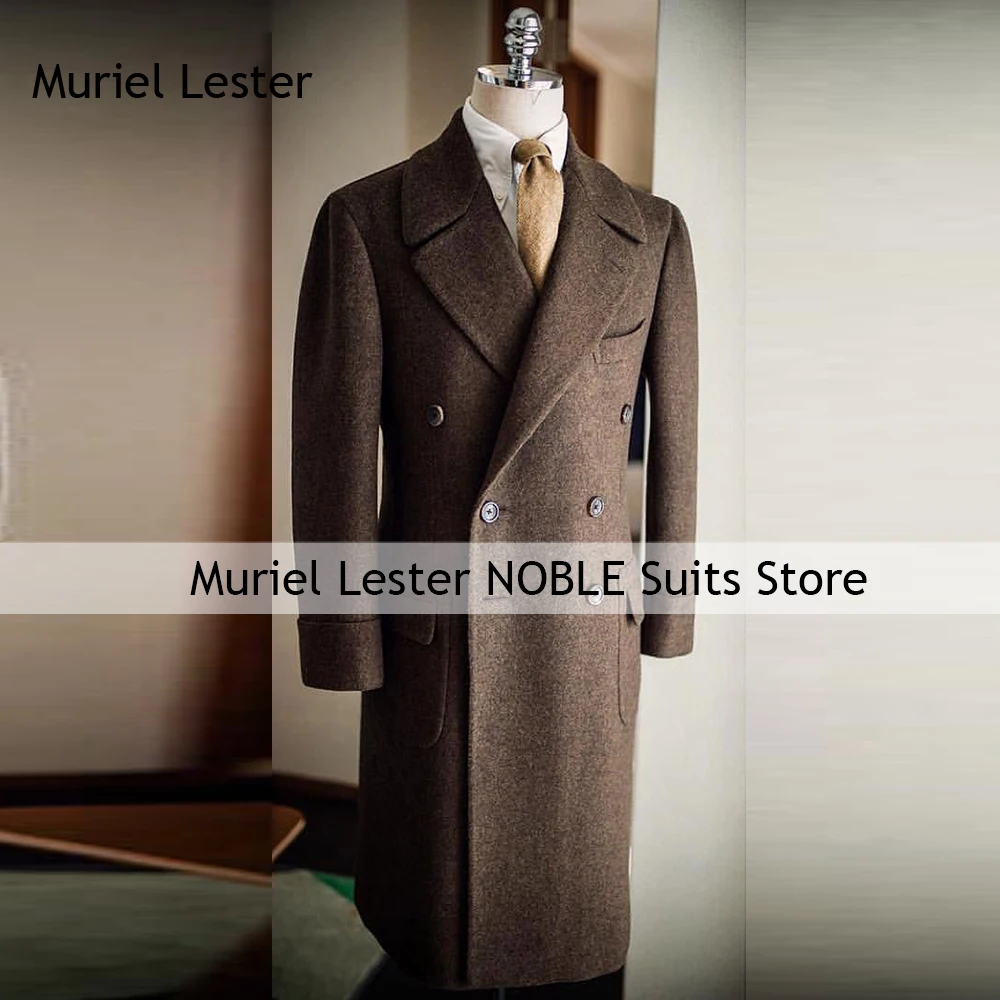 

Классический мужской пиджак, твидовый шерстяной теплый плащ, длинный двубортный плащ по индивидуальному заказу, деловой мужской пиджак