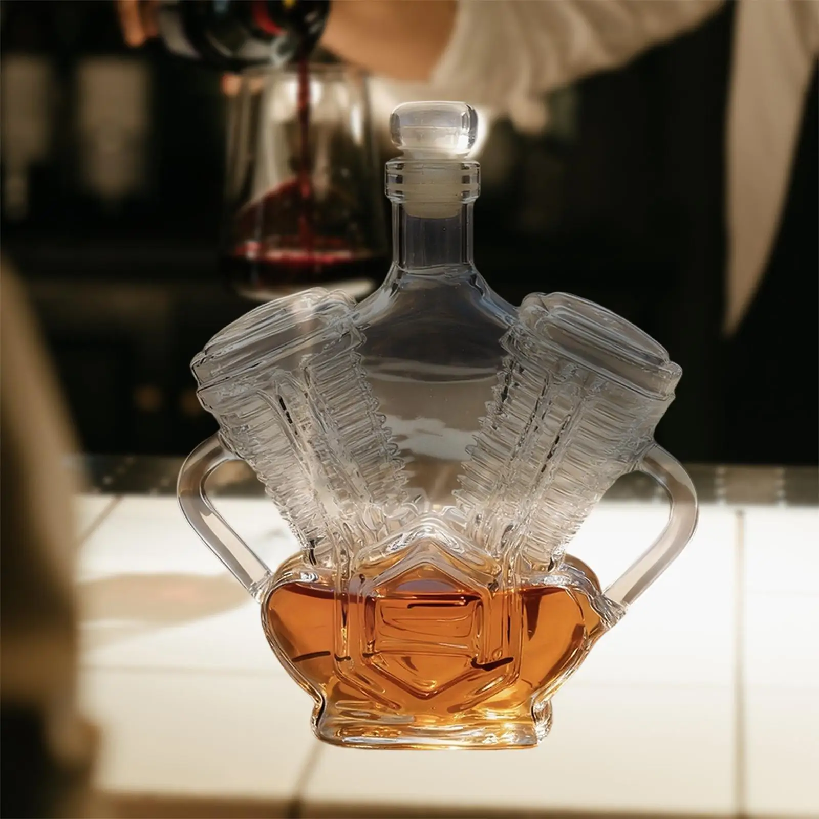 

Car V8 Engine Shaped Whiskey Bottle Wine Bottle Dinnerware Transparent Stable