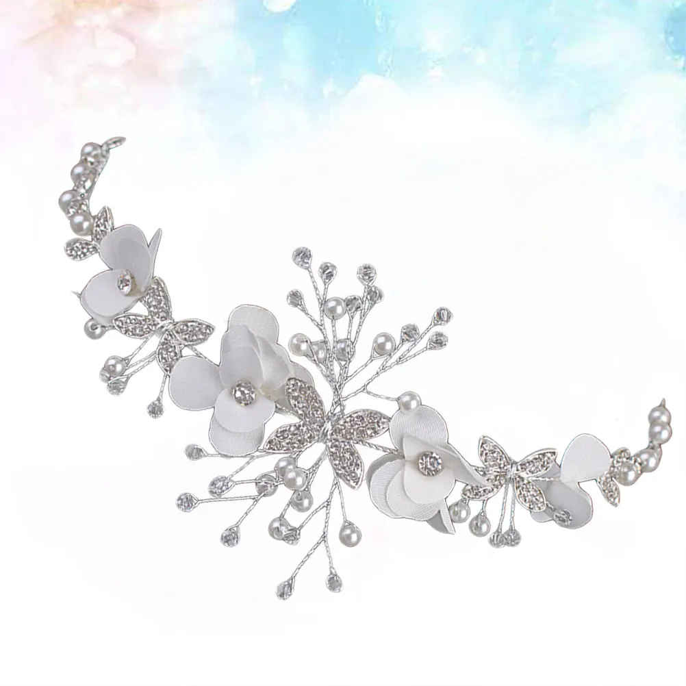 

Элегантная тканевая повязка для волос с цветочным узором, жемчугом и стразами, свадебный аксессуар для невесты, для женщин, для вечеринок и выпускных вечеров