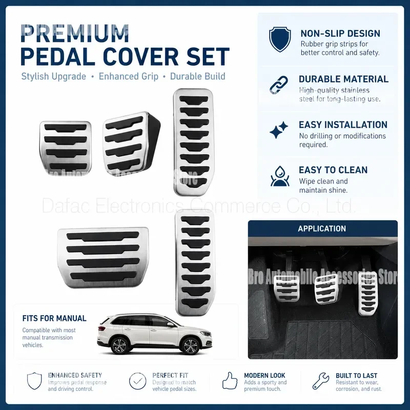 For Land Rover Freelander 2 Accelerator Brake Clutch Pedal Cover Non Slip Rubber Pad Anti Skid Foot Rest Auto Interior