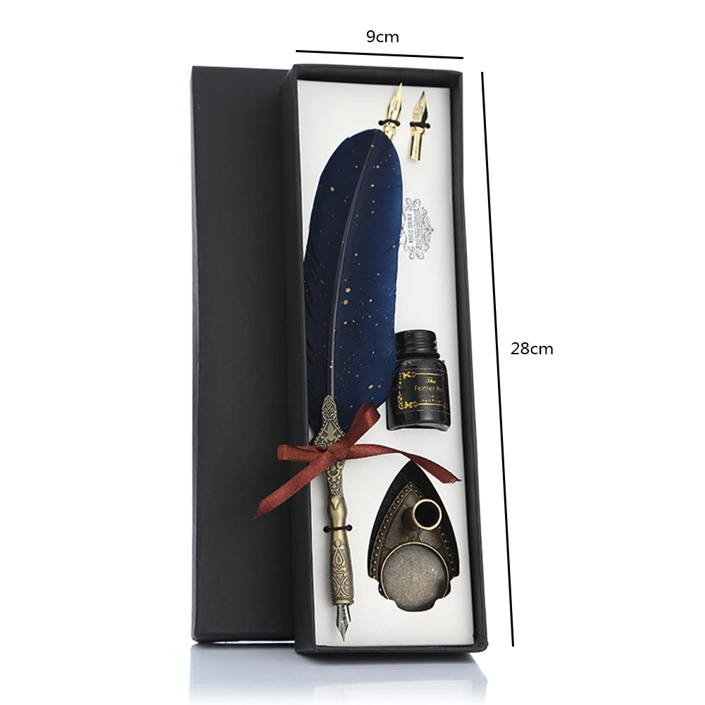 قلم غمس ريش الخط المتين مع مجموعة 2 بنك الاستثمار القومي نافورة الريشة الكتابة الإبداعية خمر القرطاسية الكلاسيكية الملمس هدية مربع #6