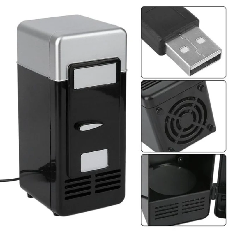 Mini USB Fridge Cooler Beverage Drink Cans Cooler/Warmer Refrigerator Black Red Home travel travel car refrigerator