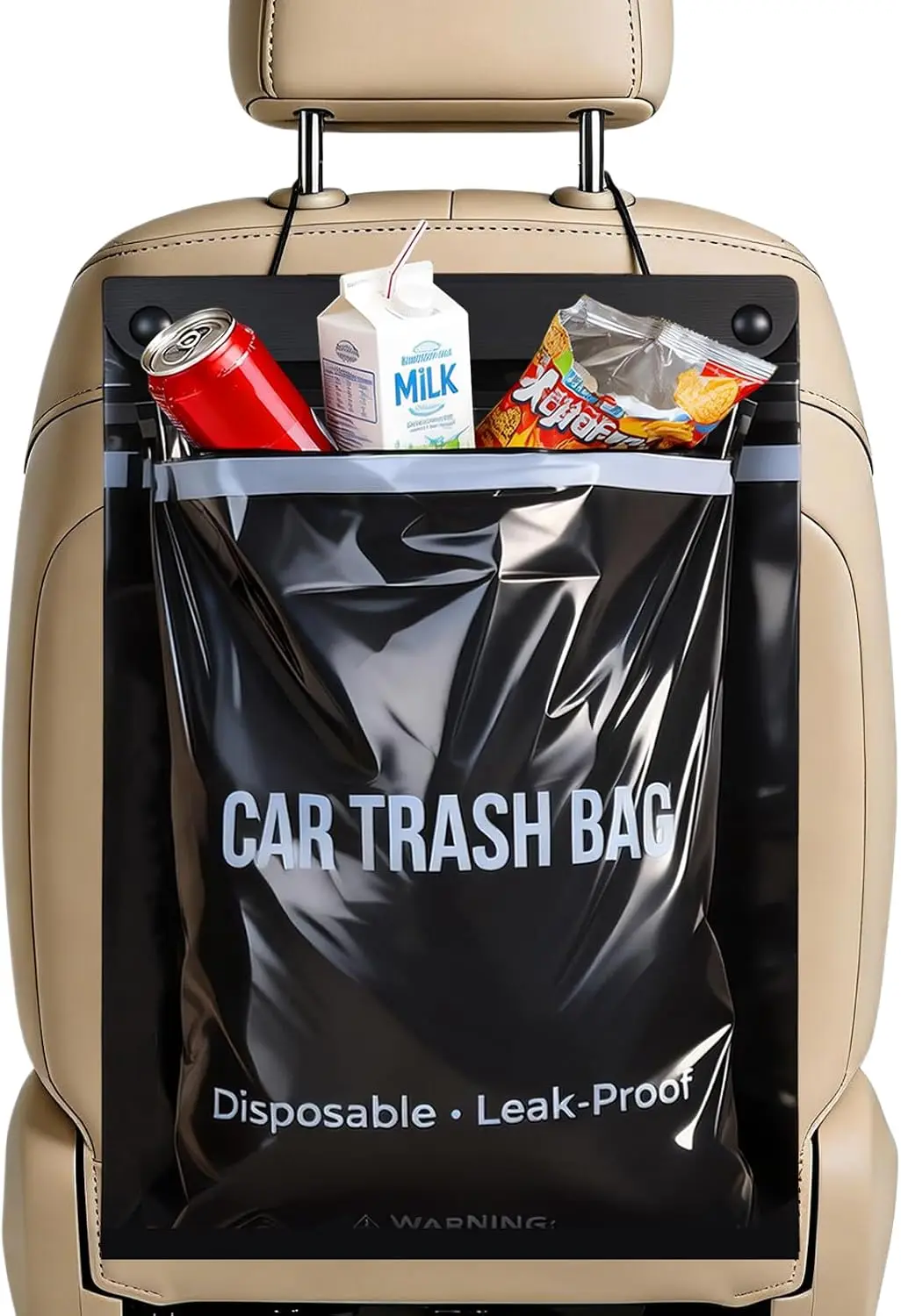 

50 Count Recycled Disposable Car Trash Bags - 2.5 Gallon Heavy Duty Alternative to Bulky Car Trash Can & Car Garbage Can, Hanging & Stick-On Garbage Bag for Car, SUV, Truck