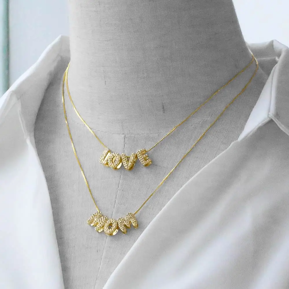 Small Full Crystal 26 Letters Necklaces for Women Copper Gold Plated Custom Name Necklaces Initial Jewelry Gifts nken39