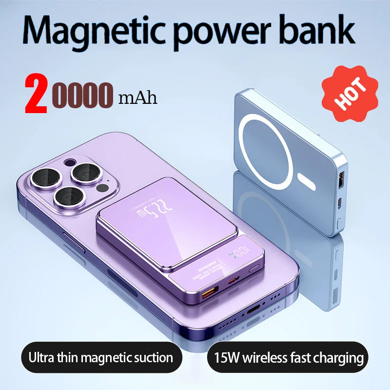 

Новинка 22,5 Вт Мини Портативный внешний аккумулятор 20000 мАч магнитный беспроводной внешний аккумулятор Сверхбыстрая зарядка Magsafe внешний аккумулятор