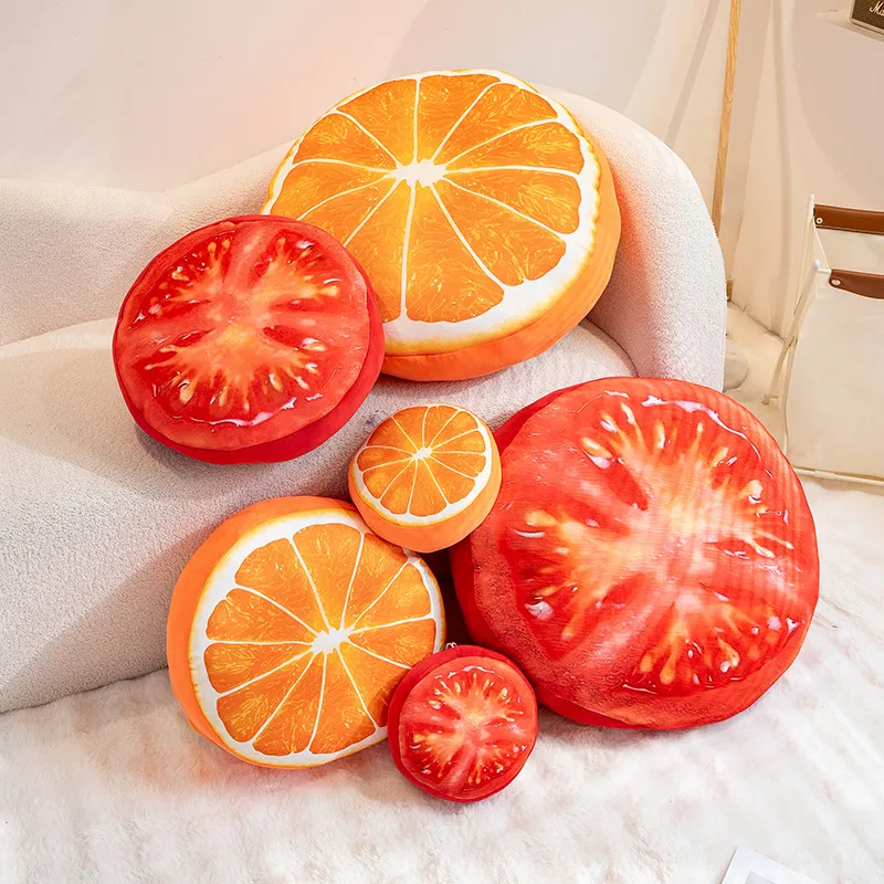 

Мультяшные реалистичные подушки в форме фруктов 20/40/60 см, круглые плюшевые декоративные подушки, забавные мягкие игрушки-фрукты для детей