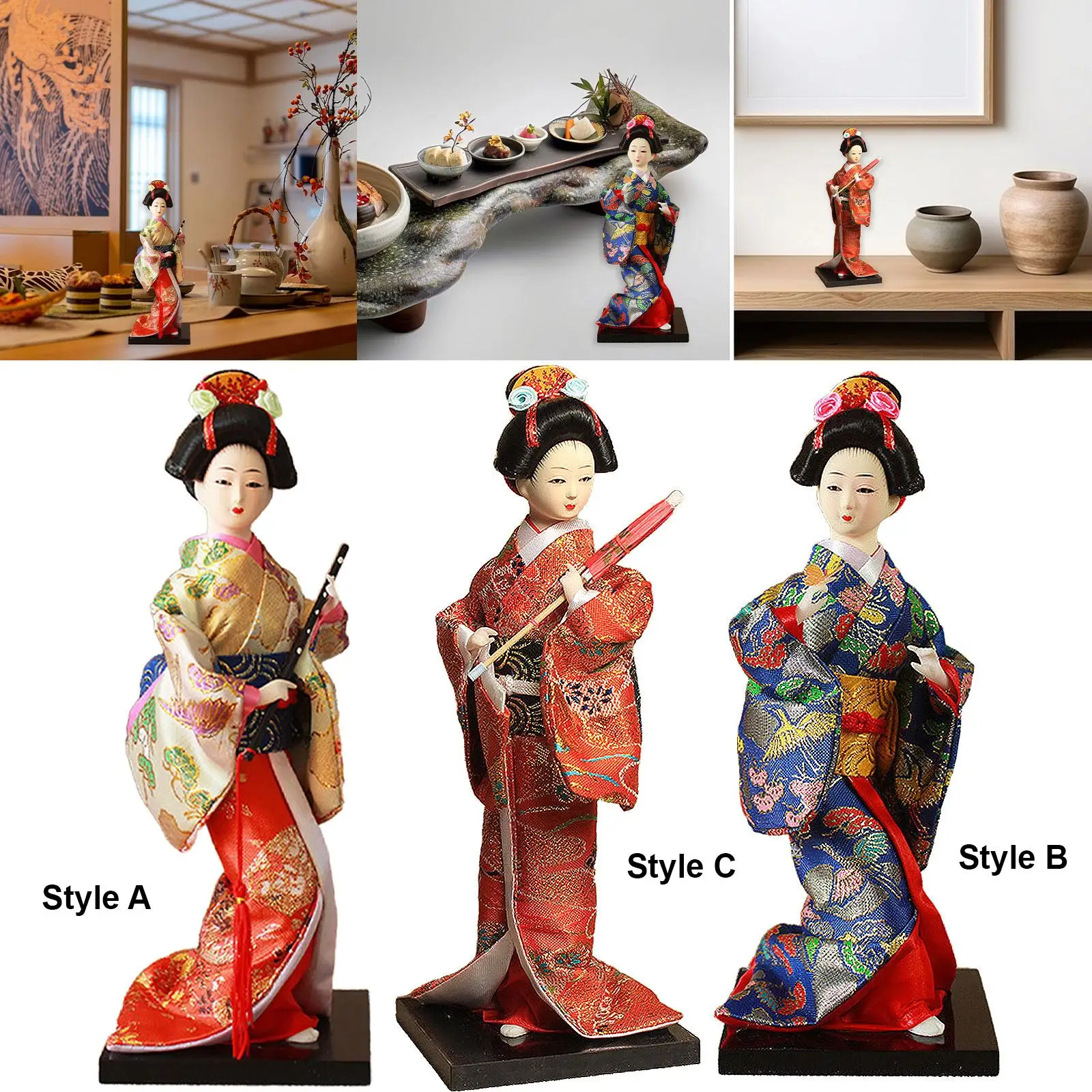 

24cm Japanese Geisha Dolls Figurines Kimono Dolls Japanese Style Decorations Oriental Doll Collectible Figure Home Gifts