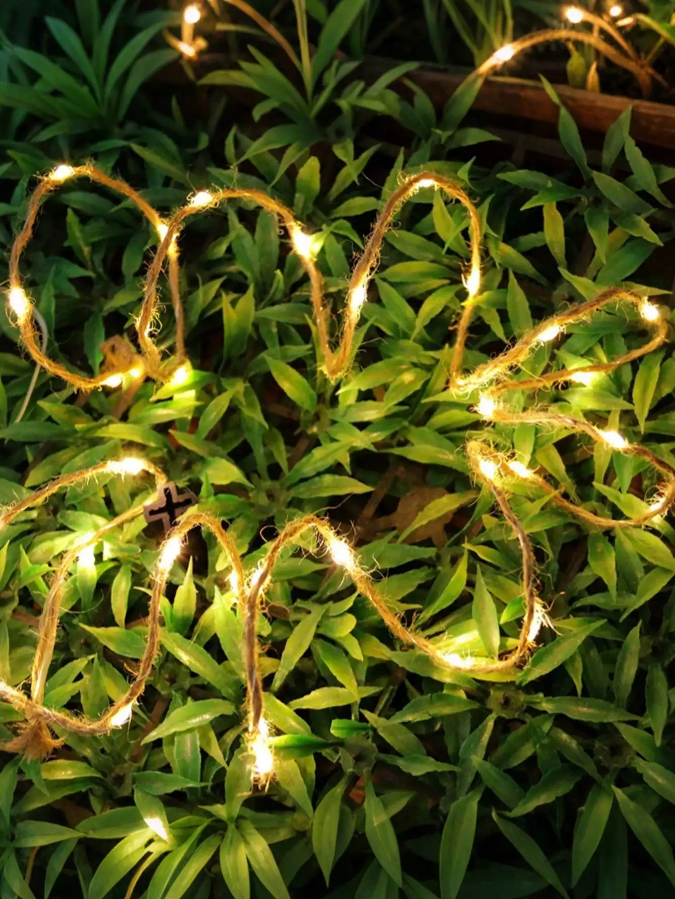 1pc Battery/Solar Fairy Lights Rope: 20-200LED, 2-10M Warm Yellow Star, for Garden/Maritime Decor