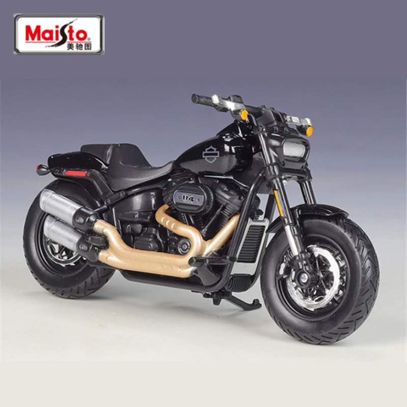 Maisto 1:18 Harley Davidson 2022 Fat Bob 114 Alloy Sports Motorcycle Metal Street Race Motorcycle Model Simulation Kids Toy Gift