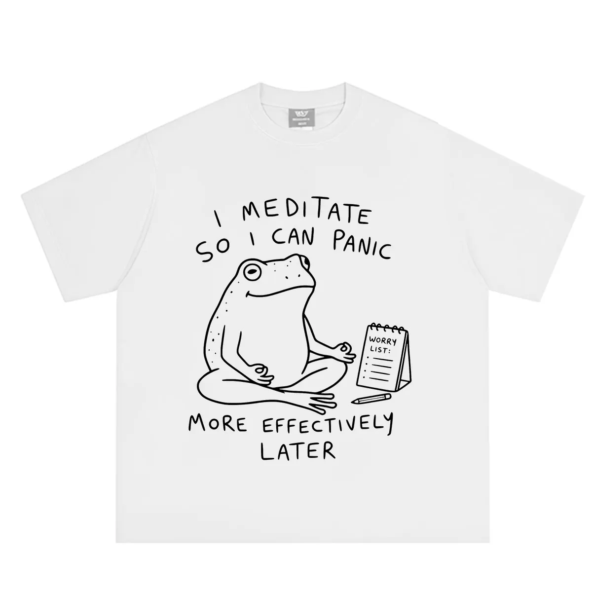 Meditate So I Can Panic Funny Frog Meme T-shirt Men Women Hip-hop T-shirts Summer Short-sleeved Casual Cotton Oversized T-shirts