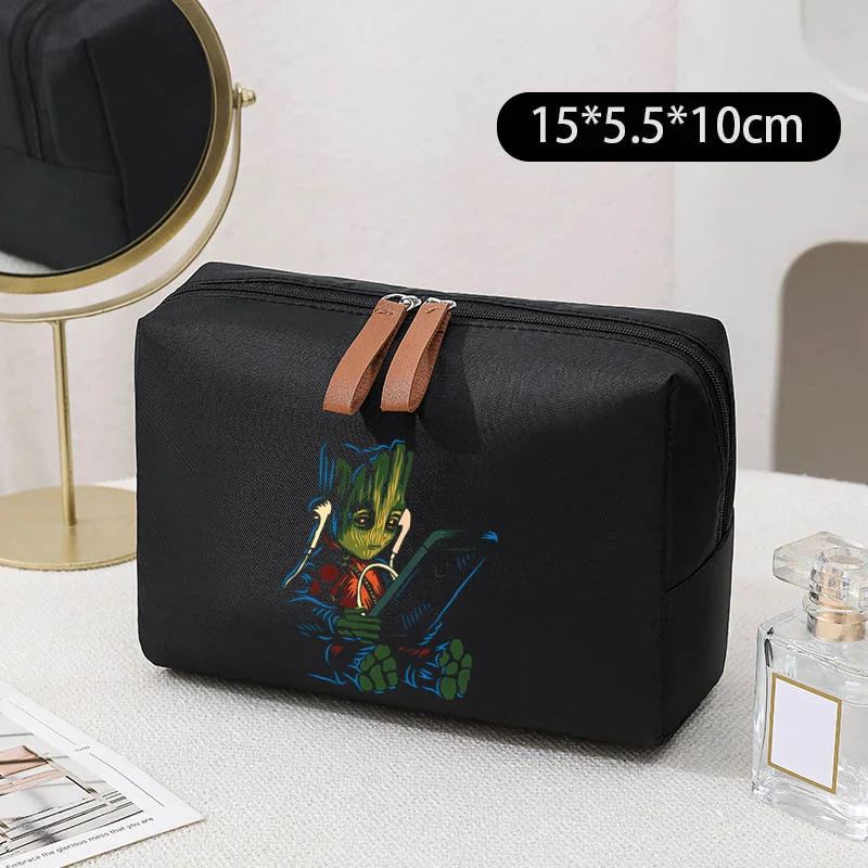 Cartoon Groot Portable Storage Bag Toiletries Women\'s Organizer Cosmetic Bags Cute Washing Makeup Bag  Pouch Ladies Handbags