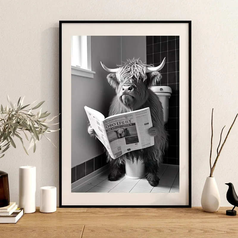 

Black and White Animal Art Orangutan Dog Cow Canvas Painting Mural Poster Wall Art Living Room Modern Decorative Printings