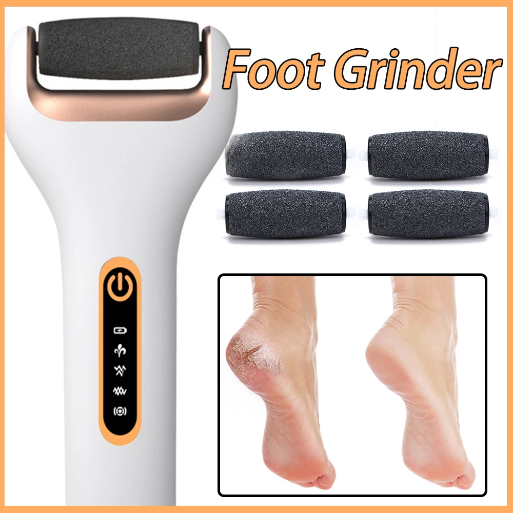 Electric Roller Foot File Grinder Dead Skin Dry Callus Remover Foot Repair Machine Waterproof Feet Care Tool Replacement Rollers