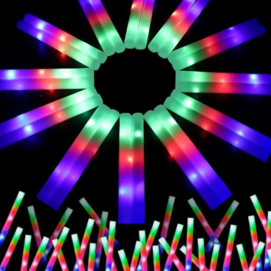 

Светящиеся палочки из пенопласта с LED-подсветкой, оптом, светящиеся в темноте, для вечеринок, с 3 режимами, разноцветные, мигающие, неоновые, для дней рождения и свадеб