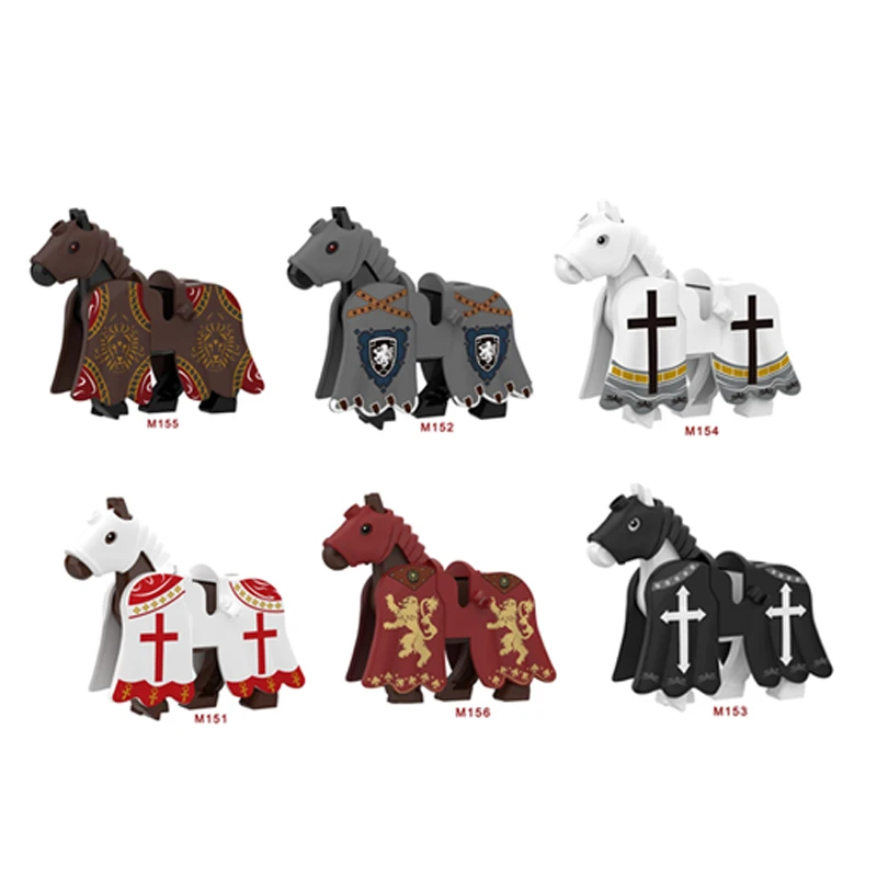 Medieval Building Blocks Crusades Hospitaller Teutonic Lion Jerusalem Tripoli Knights Figures Solders Weapons Shields War-horse