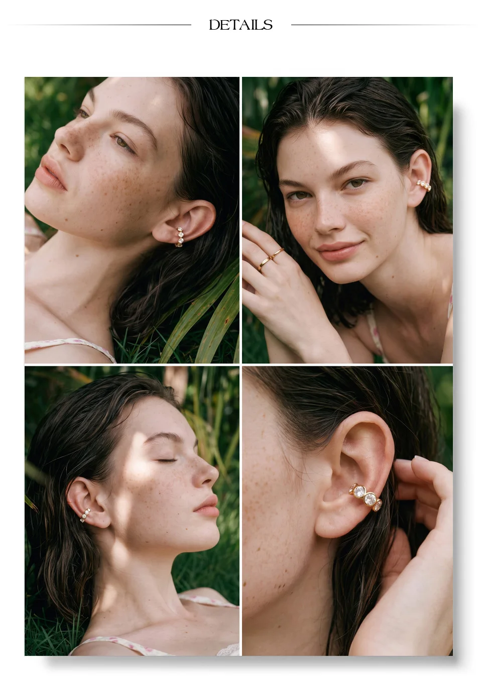 Yhpup Edelstahl-Ohrringe mit kubischem Zirkonia, wasserdicht, hochwertig, ohne Piercing, zarter Alltagsschmuck – Detail 6