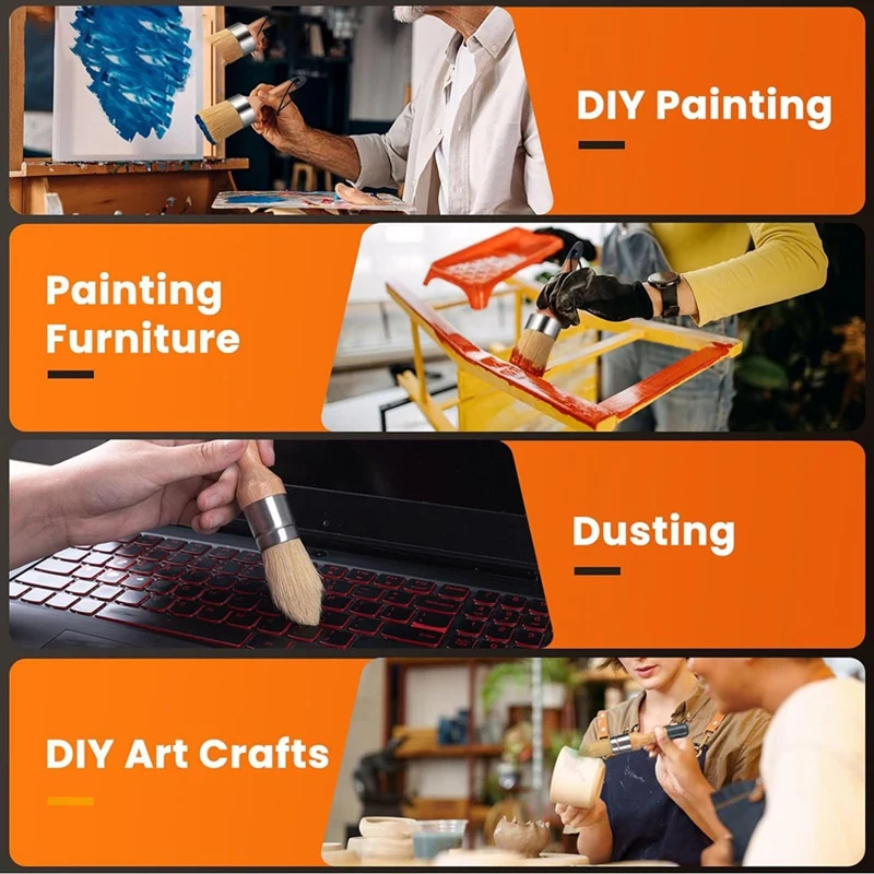 فرشاة طلاء الطباشير والشمع للأثاث ، فرشاة شمع كبيرة وصغيرة