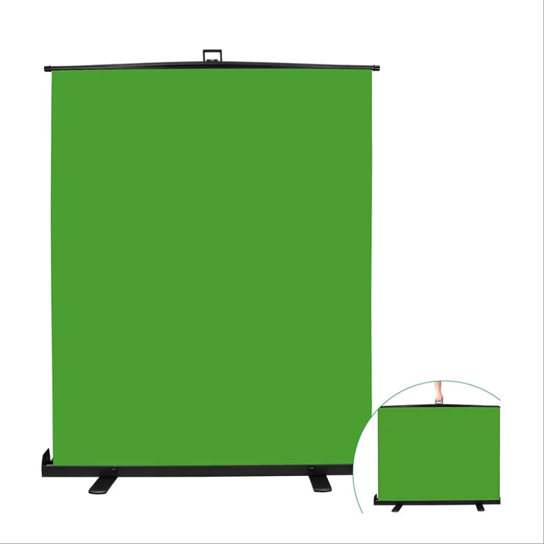 1.5*2 m Portable Photography Backdrop Roll Up Green Screen collapsible chroma key panel background for videos studio Streaming