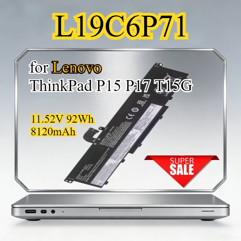 

L19C6P71 Laptop Battery for Lenovo ThinkPad P15 P17 T15G Gen1 20SN 20SQ 20ST 20SU 5B10W13958 W13959 SB10T83202 TP00124A L19L6P71