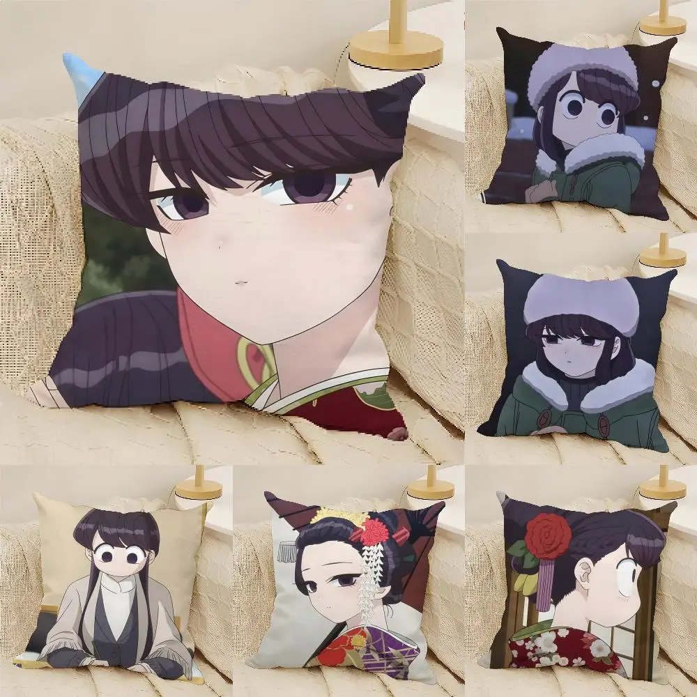 Komi Can't C-CommunicateS Pillow Case Natural Linen Double-Sided Printing Sofa Home Decor Cushion Cover