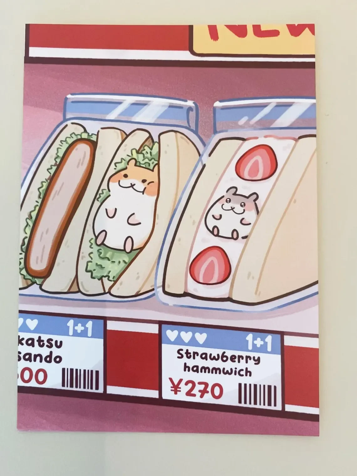 Convenience Store Hamster Sandwiches Art Print | Aesthetic cute wall art, kawaii 5x7 print, Japanese Sando