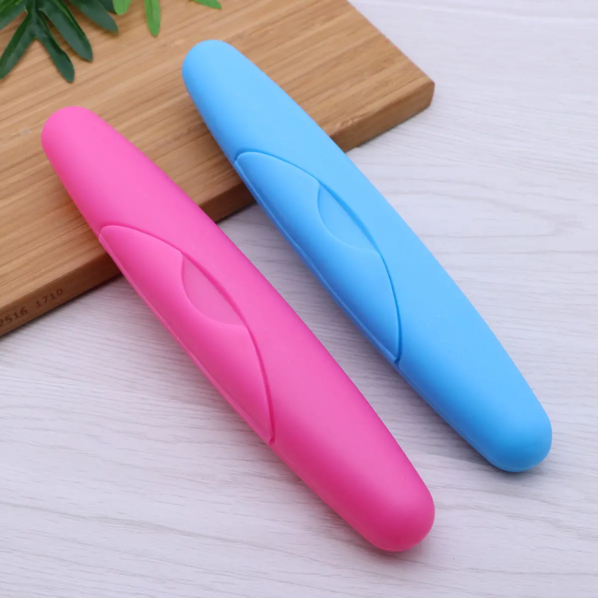 2Pcs Toothbrush Box Compact Travel Case Portable ABS Material Lock Design Dustproof Protective Carrying Storage Toothbrush