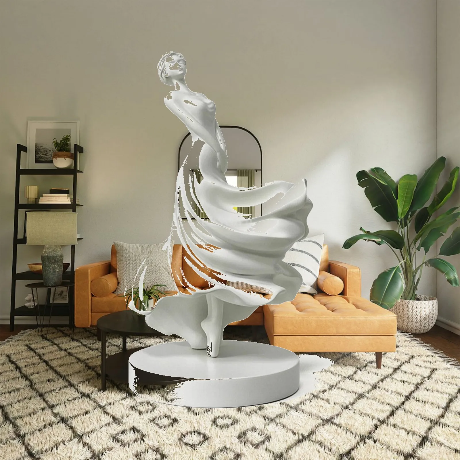 Abstract Female Dancer Statue Artistic Figurine Resin Sculpture Elegant Home Decor Figurine for Minimalist Shelf Mantel Ornament