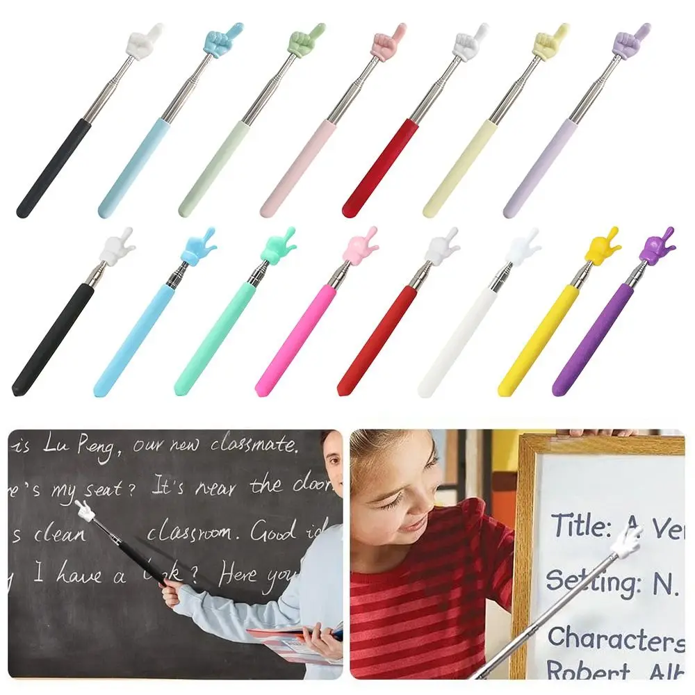 

Finger Design Stainless Steel Telescopic Rod Whiteboard Pointer Teaching Stick Finger Reading Sticks Handheld Presenter