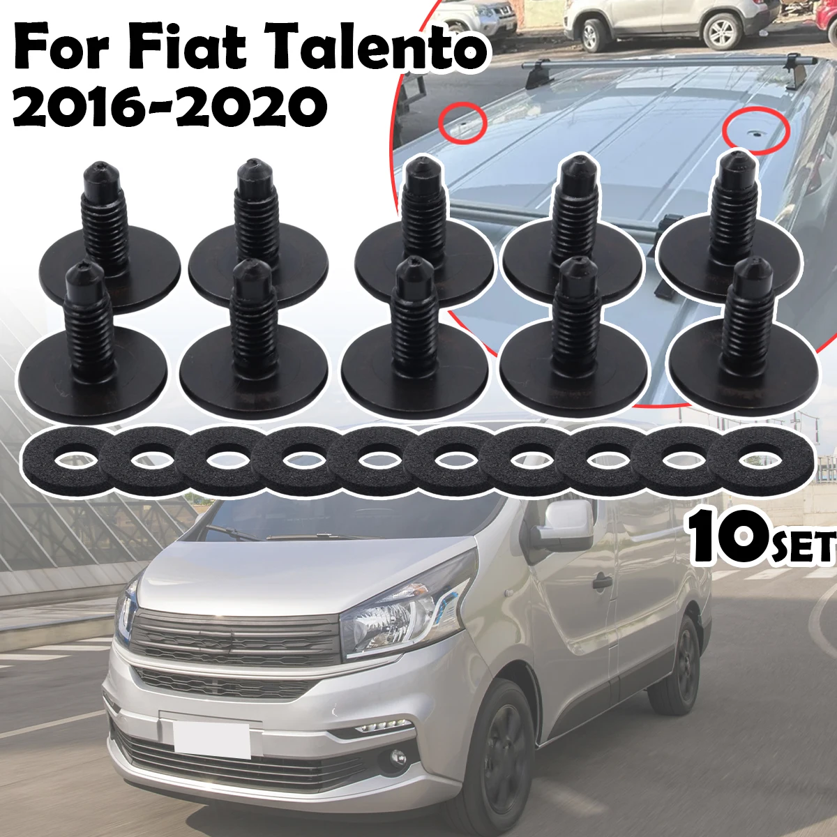 

10SET For Fiat Talento WHT006148 Car Roof Rack Holes Panel Blanking Black Screws Bolts Sealed N90993801 2016 2017 2018 2019 2020