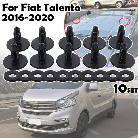 10SET For Fiat Talento WHT006148 Car Roof Rack Holes Panel Blanking Black Screws Bolts Sealed N90993801 2016 2017 2018 2019 2020