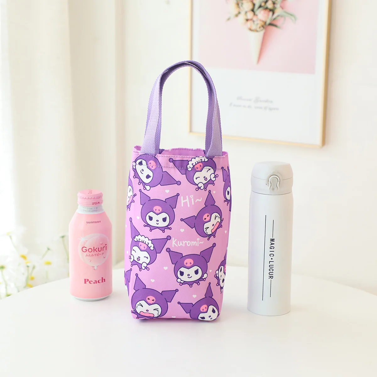 

Kuromi Cinnamoroll Anime Kawaii Sanrio Water Bottle Bag Cute Hello Kitty My Melody Umbrella Kettle Thermos Cup Bag Gifts Toys